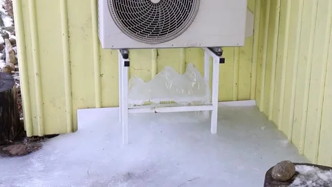 Air conditioner machine outdoors on rack on domestic home. Stock Footage 170554382