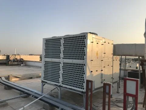 The air conditioner machine view on the rooftop Stock Photos