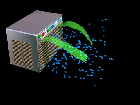 Air conditioner particle  air flow. Static camera Stock Footage 77740833