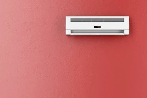 Air conditioner on red wall Illustrazione stock