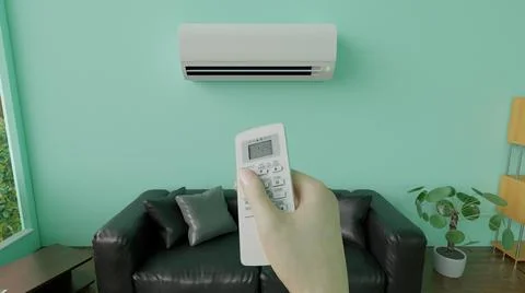 Air conditioner with remote control 3d Stock Illustration