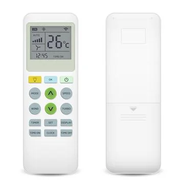 Air conditioner remote control front and back side isolated on white backgrou Stock Illustration