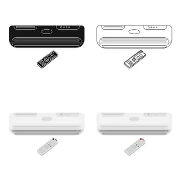 Air conditioner with remote control icon in cartoon style isolated on white Stock Illustration