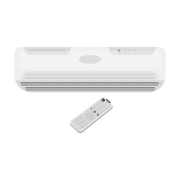 Air conditioner with remote control icon in monochrome style isolated on white Stock Illustration