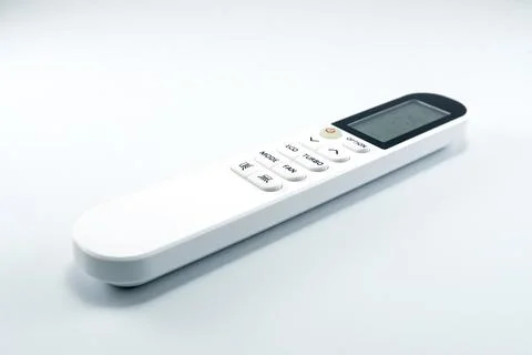 Air conditioner remote control isolated on white background Stock Photos