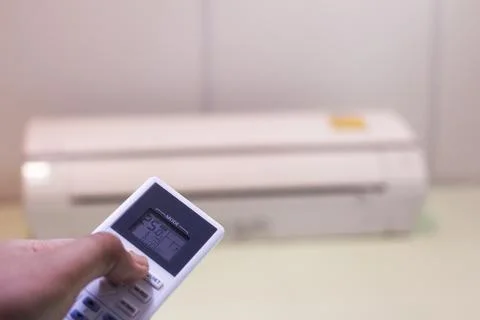 Air conditioner with remote controller Stock Photos