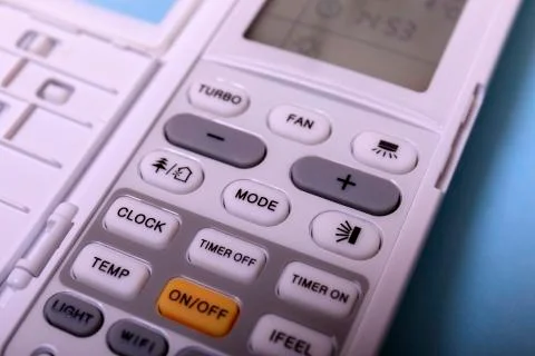 Air conditioner remote controller with wifi, isolate remote control on white, Stock Photos