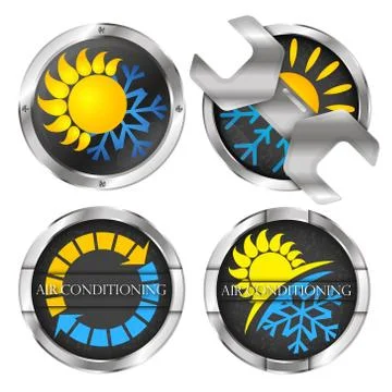 Air conditioner symbol set Stock Illustration