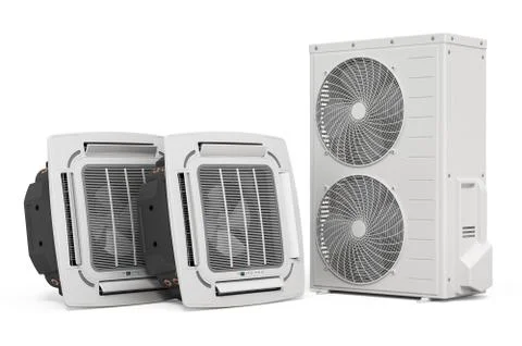Air conditioner system. Ceiling Cassette Units with Outdoor Compressor Multi- 库存插图