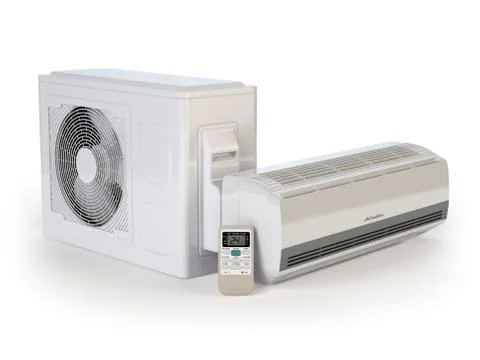 Air conditioner system isolated on white. Stock Illustration
