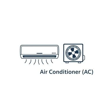 Air conditioner system unit with indoor and outdoor parts Stock Illustration