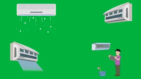 Air conditioner technician tool and wall Perfect for chroma key HVAC Stock Footage 309640944