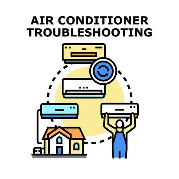Air conditioner troubleshooting process for home climate control Stock Illustration