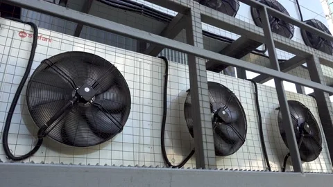 Air conditioner unit fan rotating. Stock Footage 91089438
