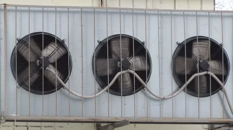 Air conditioner unit fans rotating. Stock Footage 58895733