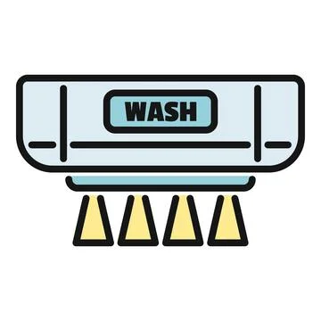 Air conditioner unit icon showing wash process Illustrazione stock