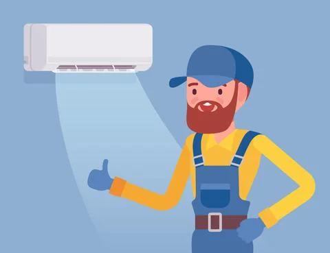 Air Conditioner unit proper work, use and regular maintenance Stock Illustration