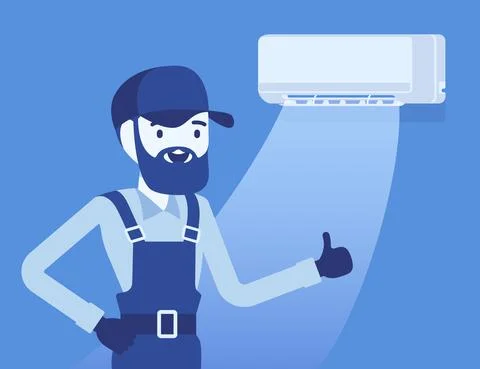 Air Conditioner unit proper work, use, regular maintenance Stock Illustration