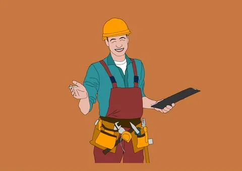 Air Conditioner unit proper work, use, regular maintenance. Professional repair Stock Illustration