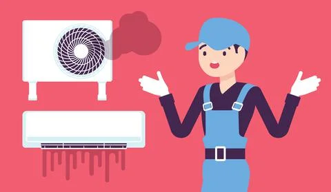 Air Conditioner unit system breakdown, damage after neglecting regular Illustrazione stock