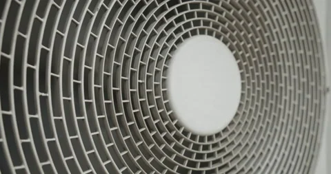 Air conditioner unit in work process, fan rotating close-up Stock Footage 141565544