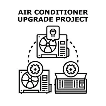 Air conditioner upgrade project concept illustration Stock Illustration