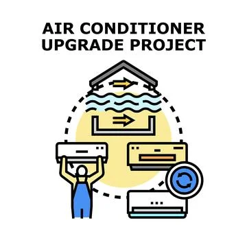 Air conditioner upgrade project vector illustration concept Stock Illustration