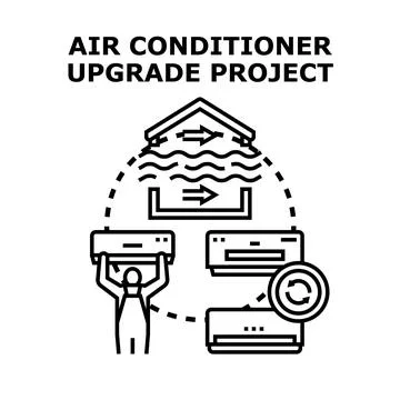 Air conditioner upgrade project vector illustration concept Stock Illustration
