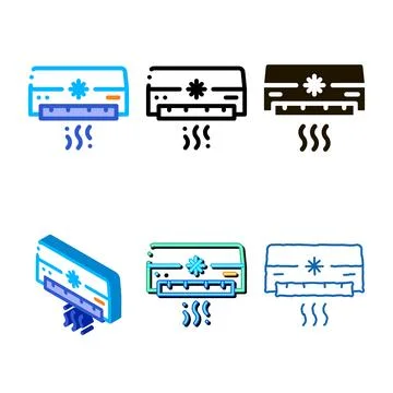 Air conditioner variations cooling power technology vector Stock Illustration