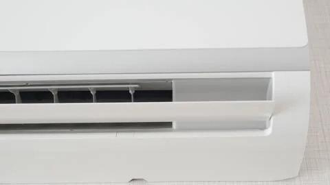 Air conditioner vent opening and closing, creating airflow for climate contro Stock Footage 332745705