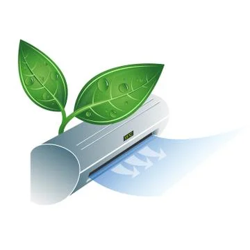 Air conditioning and green leaf Stock Illustration