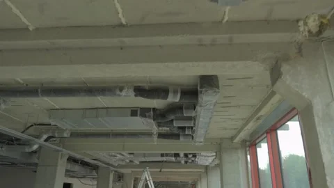 Air conditioning and heating ducts at a construction site 스톡 동영상 289471091