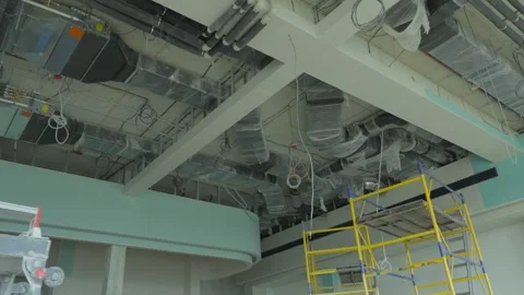 Air conditioning and heating ducts at a construction site Stock Footage 289471143