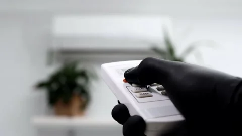 Air conditioning and heating system in a bright modern room with green plants Stock Footage 145479626