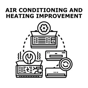 Air conditioning and heating system improvement concept Ilustración de archivo