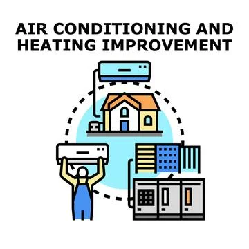 Air conditioning and heating system improvement concept Ilustración de archivo