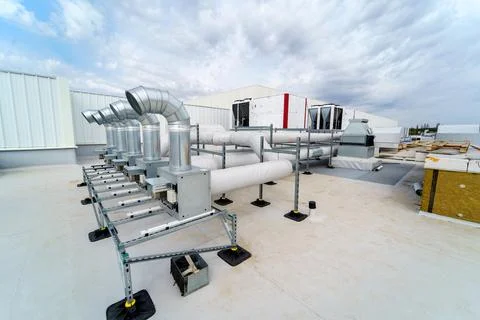 The air conditioning and ventilation system of a large industrial building Stock Photos