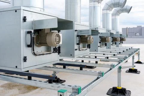 The air conditioning and ventilation system of a large industrial building Stock Photos