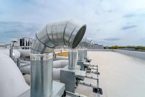 The air conditioning and ventilation system of a large industrial building Stock Photos
