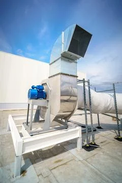 The air conditioning and ventilation system of industrial building on the roof Stock Photos