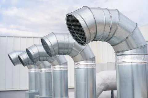 The air conditioning and ventilation system of a large industrial building Stock Photos