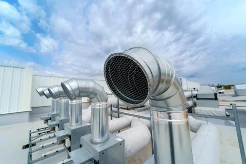 The air conditioning and ventilation system of a large industrial building Stock Photos
