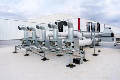 The air conditioning and ventilation system of a large industrial building Stock Photos