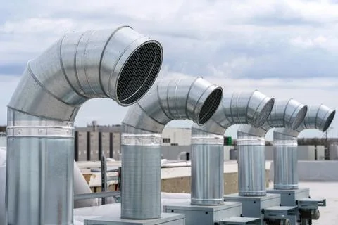 The air conditioning and ventilation system of a large industrial building Stock Photos