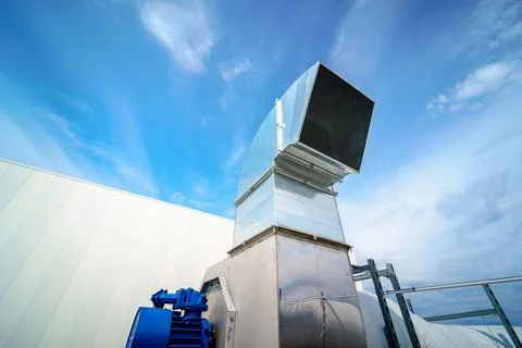 The air conditioning and ventilation system of industrial building on the roof Stock Photos