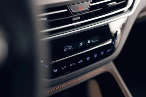 Air conditioning button inside a car. Climate control unit in the new car. Mo Stock Photos