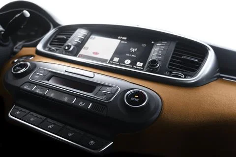 Air conditioning button inside a car. Climate control AC unit in the new ca.. Stock Photos
