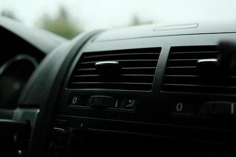Air conditioning in the car. Control panel and ventilation. 스톡 사진