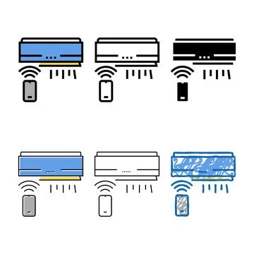 Air conditioning, climate control system color icon vector styleset Stock Illustration