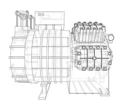 Air conditioning compressor Illustrazione stock